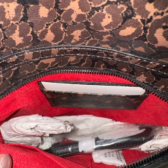 NWT Med VIP Black Leopard Hammitt. GM hardware. Suede red lining. - Picture 4 of 8